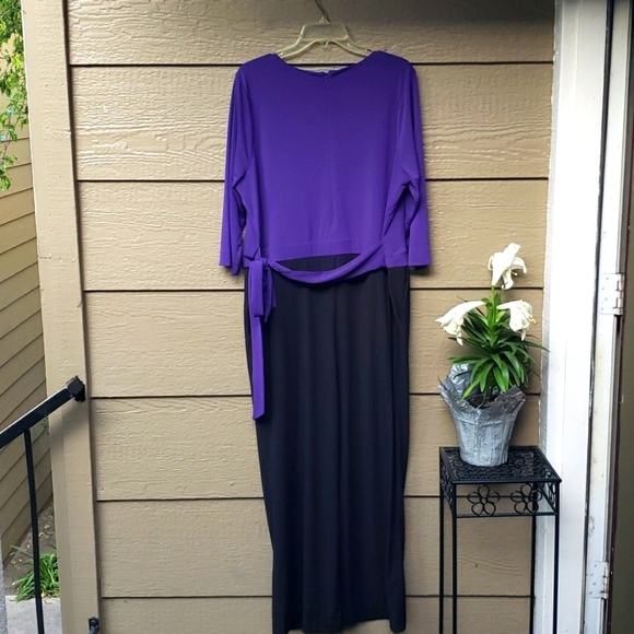 Jessica London Purple & Black Stretch Knit Colorblock Jumpsuit Size 18W - Picture 11 of 11